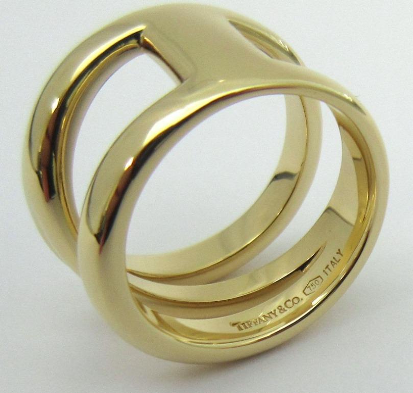 TIFFANY & Co. 18K Gold Diagonal Ring 7.5 For Sale 4