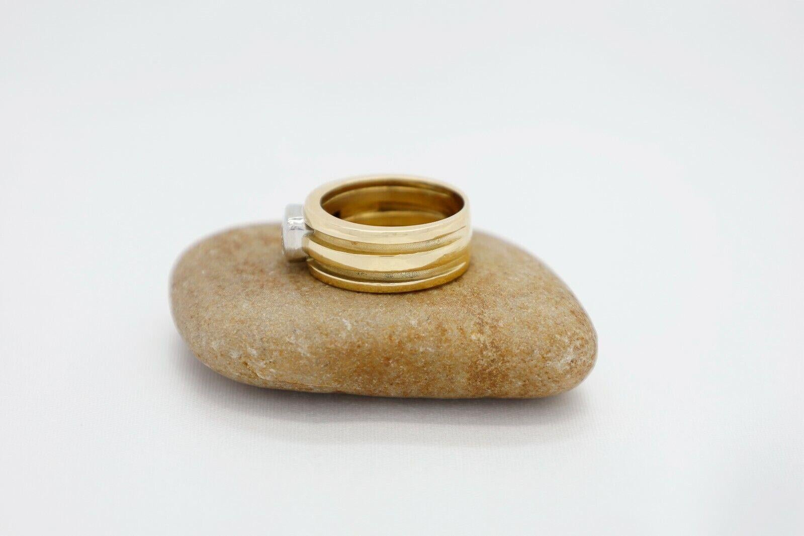 Tiffany & Co. 18k Gold Diamond Atlas Groove Wide Band Ring 1995, Size 8 - 13.3g In Good Condition In Providence, RI