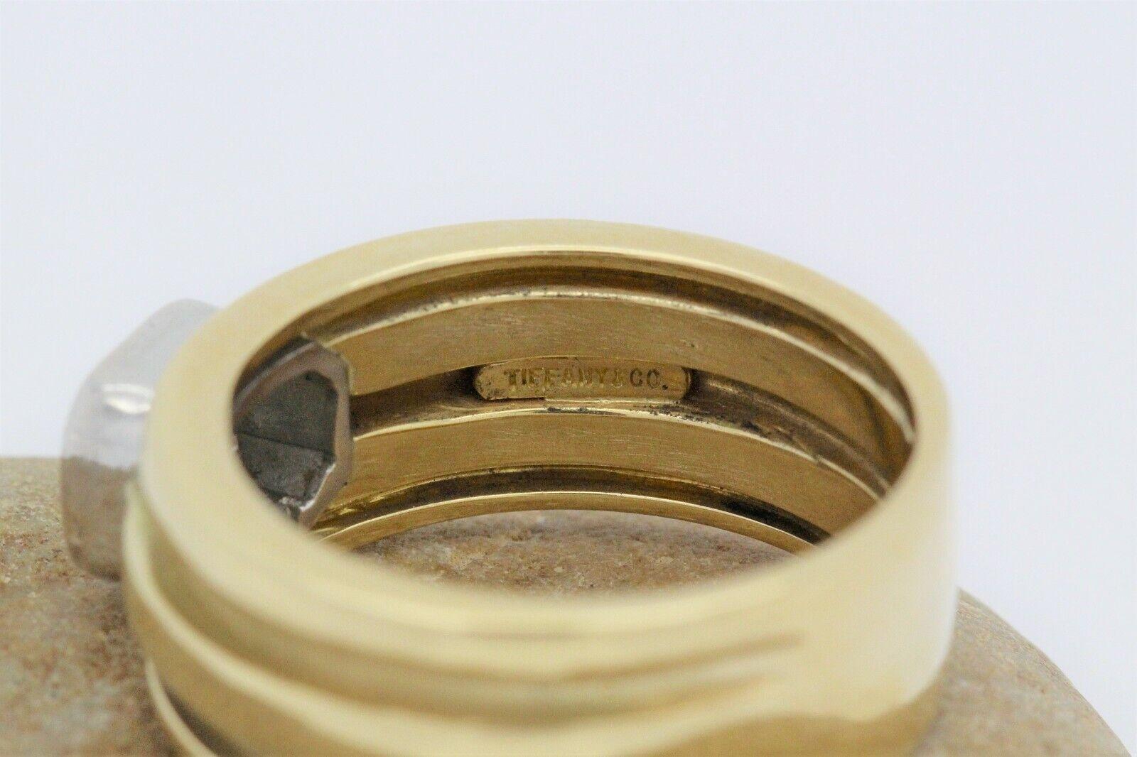 Tiffany & Co. 18k Gold Diamond Atlas Groove Wide Band Ring 1995, Size 8 - 13.3g 3