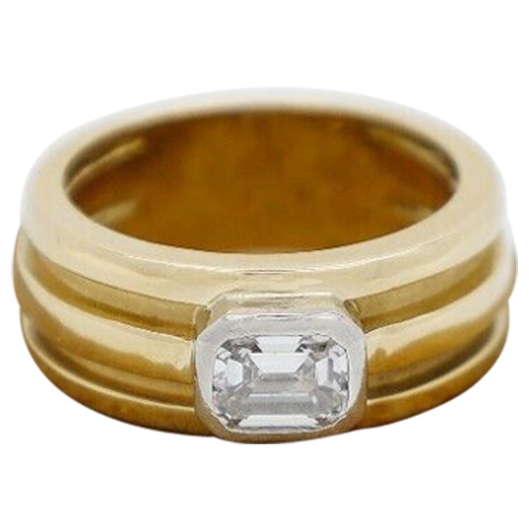 Tiffany & Co. 18k Gold Diamond Atlas Groove Wide Band Ring 1995, Size 8 - 13.3g