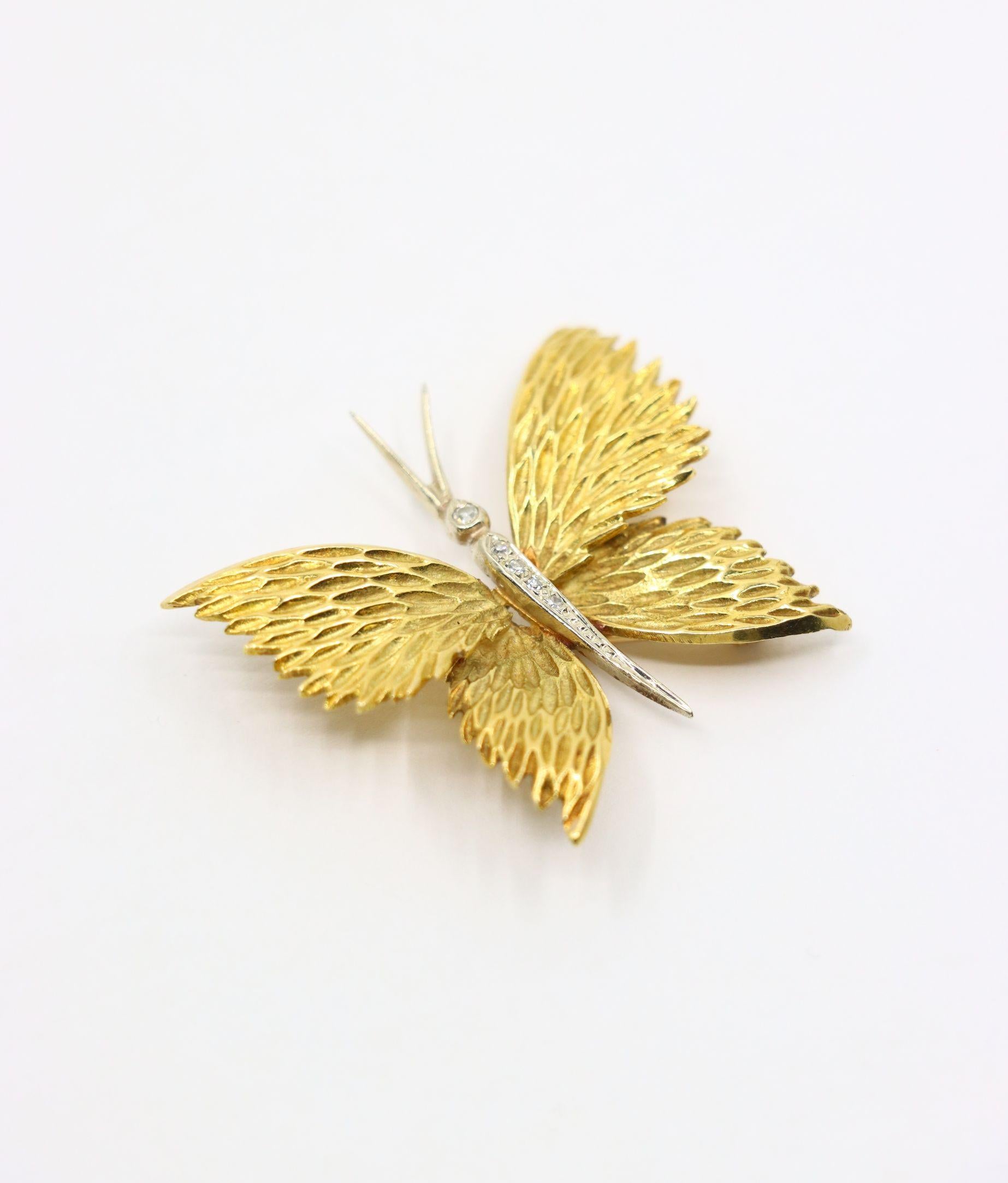 Tiffany & Co. 18K Gold Diamant Schmetterling Brosche im Angebot 5