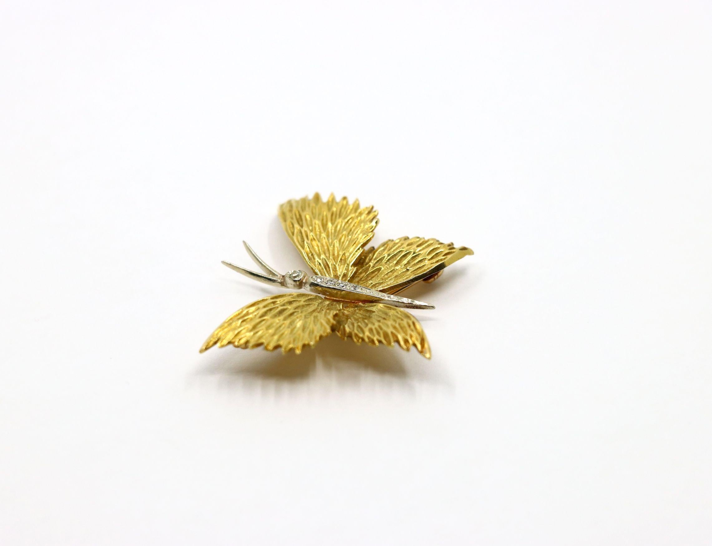 Tiffany & Co. 18K Gold Diamant Schmetterling Brosche im Zustand „Gut“ im Angebot in Flushing, NY
