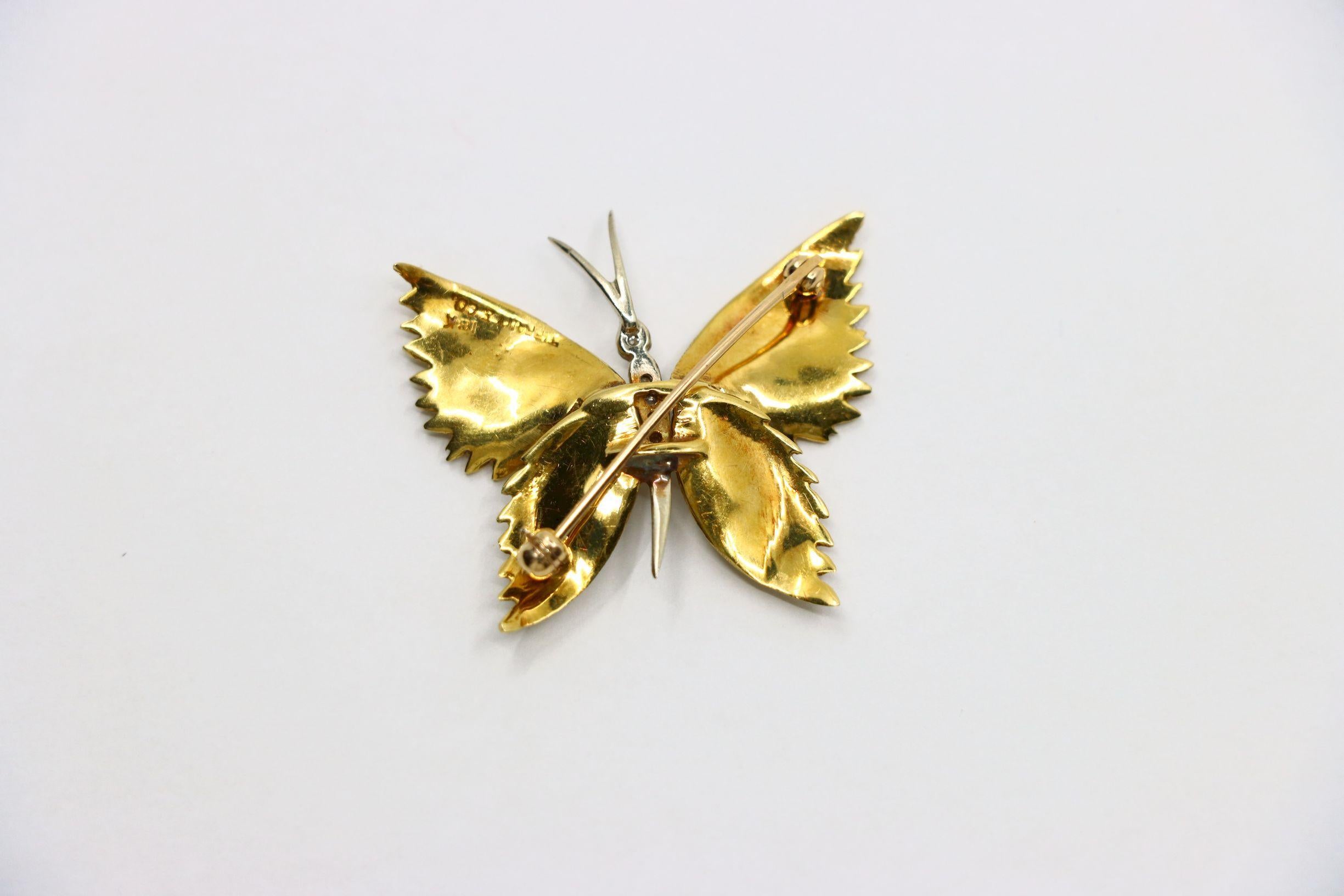 Tiffany & Co. 18K Gold Diamant Schmetterling Brosche im Angebot 1