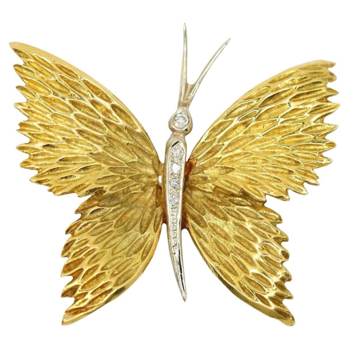 Broche mariposa de diamantes en oro de 18 quilates Tiffany & Co.