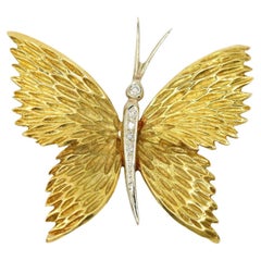 Tiffany & Co. 18K Gold Diamond Butterfly Brooch