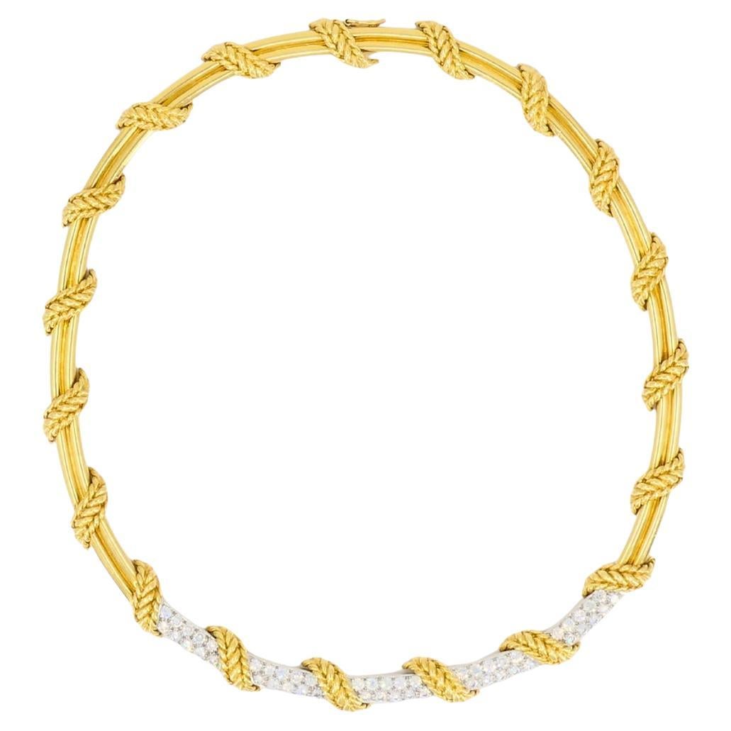 Tiffany & Co. Collana con collare di diamanti in oro 18k con disegno a corda in vendita