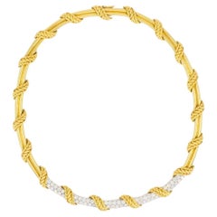 Tiffany & Co. 18k Gold Diamond Collar Necklace Rope Design