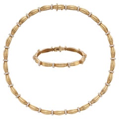 Tiffany & Co. 18k Gold Diamond Convertible Necklace & Bracelet Set