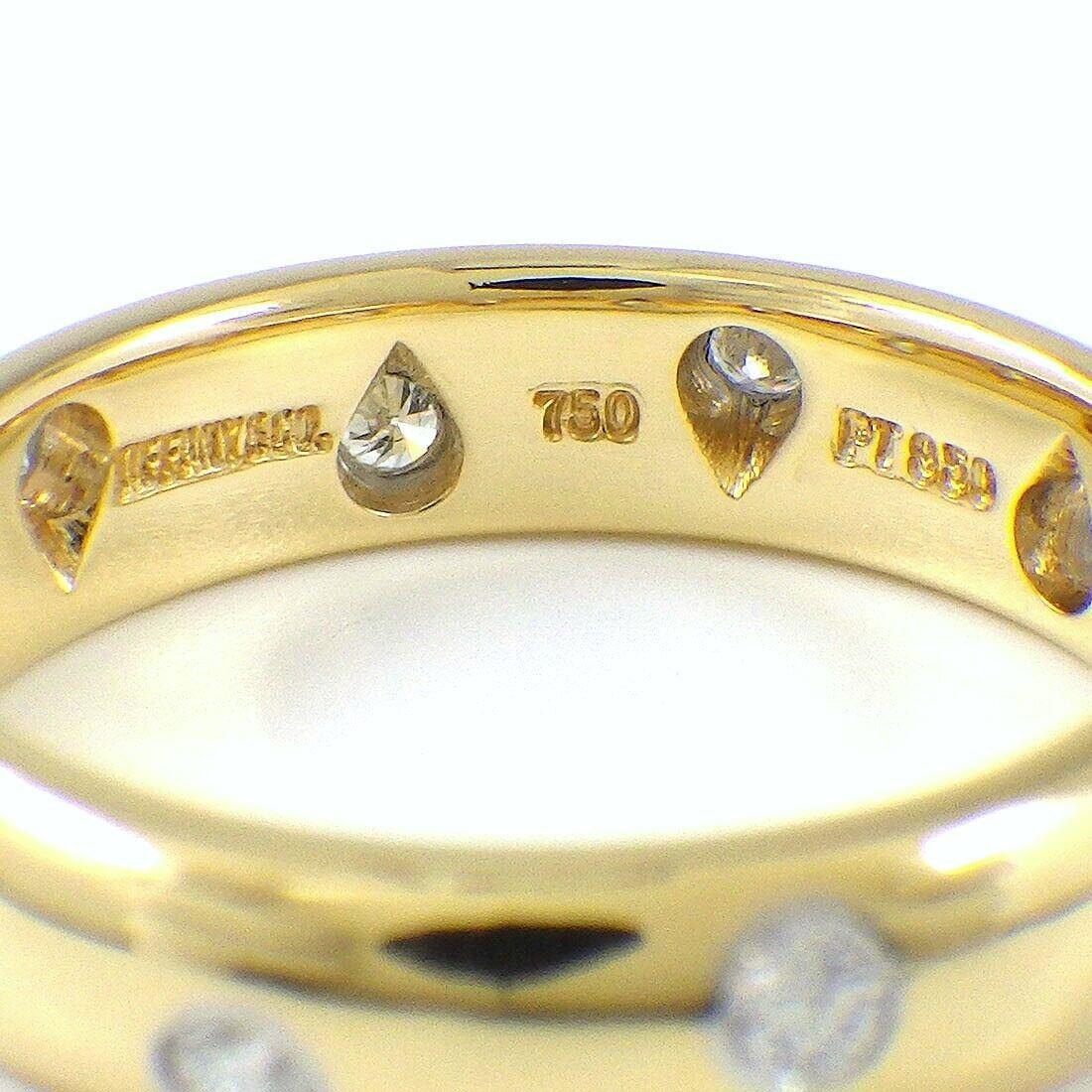 TIFFANY & Co. 18K Gold Diamond Etoile 4mm Band Ring 5 In Excellent Condition For Sale In Los Angeles, CA