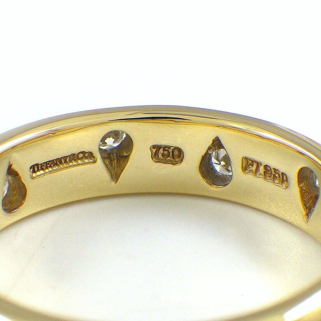 TIFFANY & Co. 18K Gold Diamond Etoile 4mm Band Ring 6.5 In Excellent Condition For Sale In Los Angeles, CA