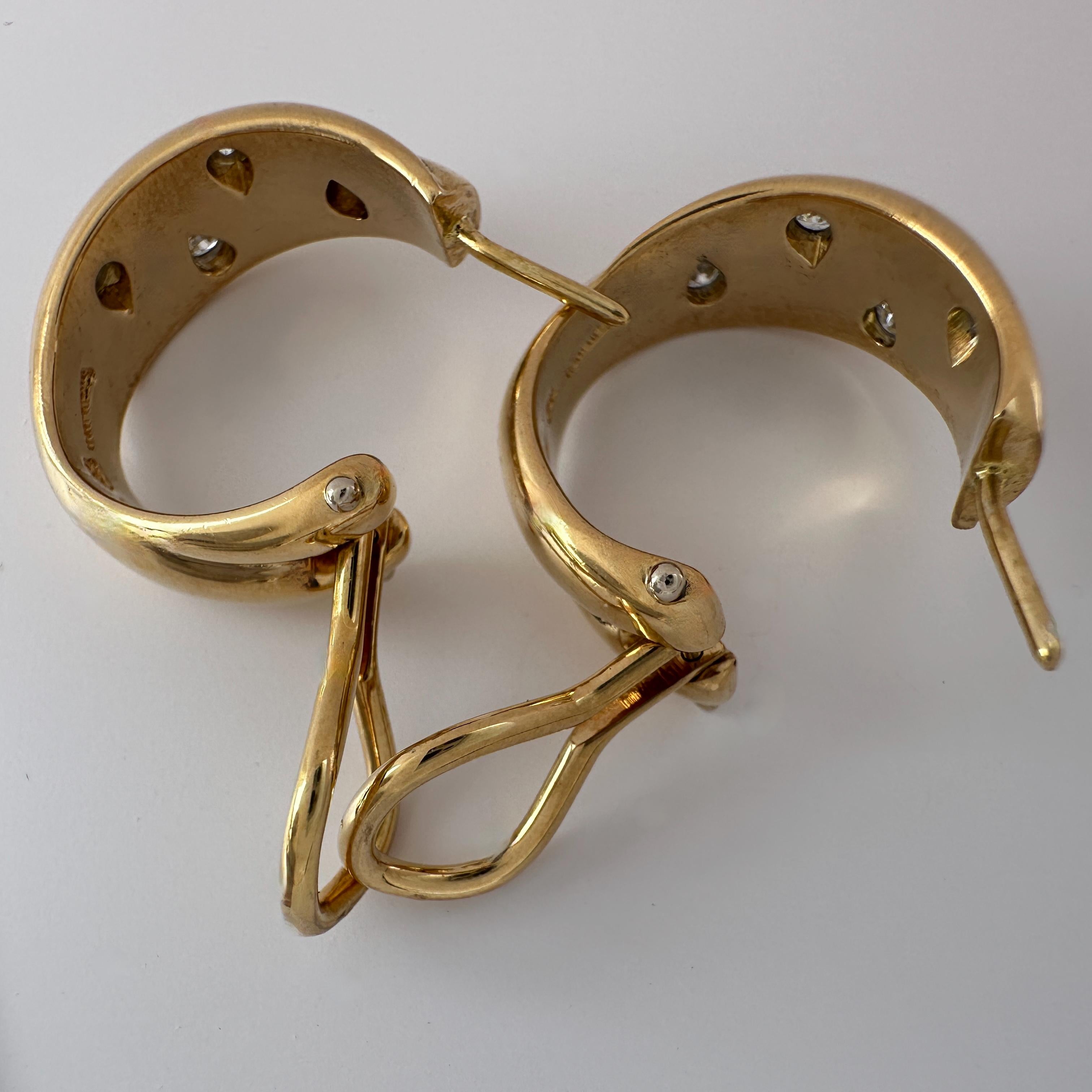 Tiffany & Co. 18K Gold & Diamond Etoile Hoops with Platinum Bezels, Circa 1990 1