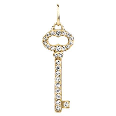 TIFFANY and Co. 18K Gold Diamond Oval Key Pendant Charm Mini For Sale ...