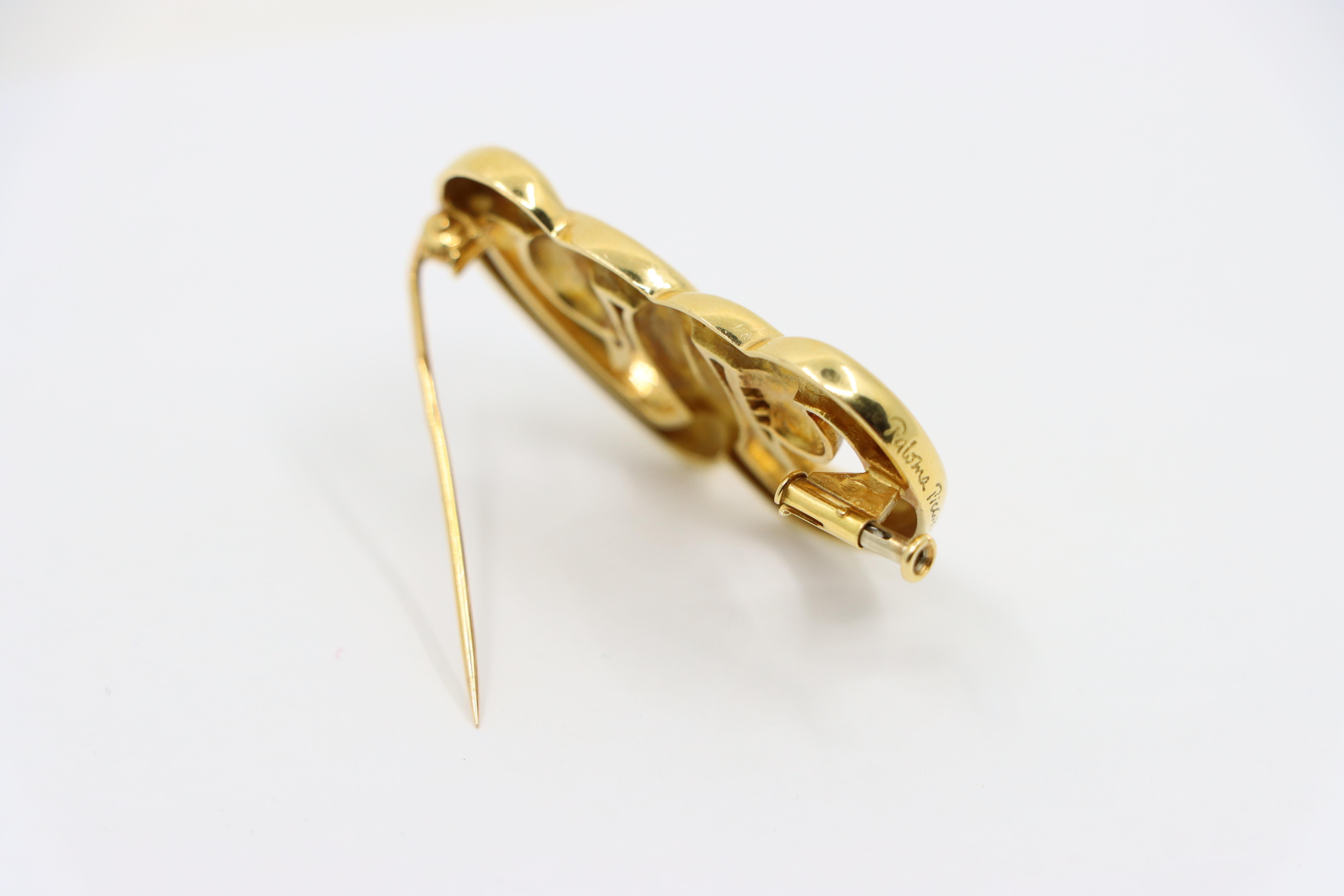 Tiffany & Co. 18K Gold Diamond Paloma Picasso Double Heart Brooch For Sale 9