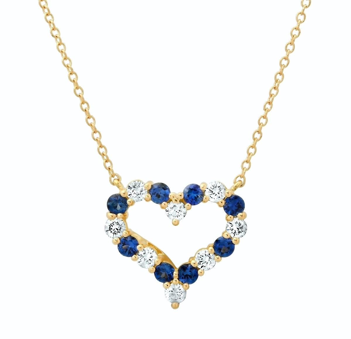 TIFFANY & Co. 18K Gold Diamond Sapphire Heart Pendant Necklace  

Metal: 18K Gold
Chain: 16