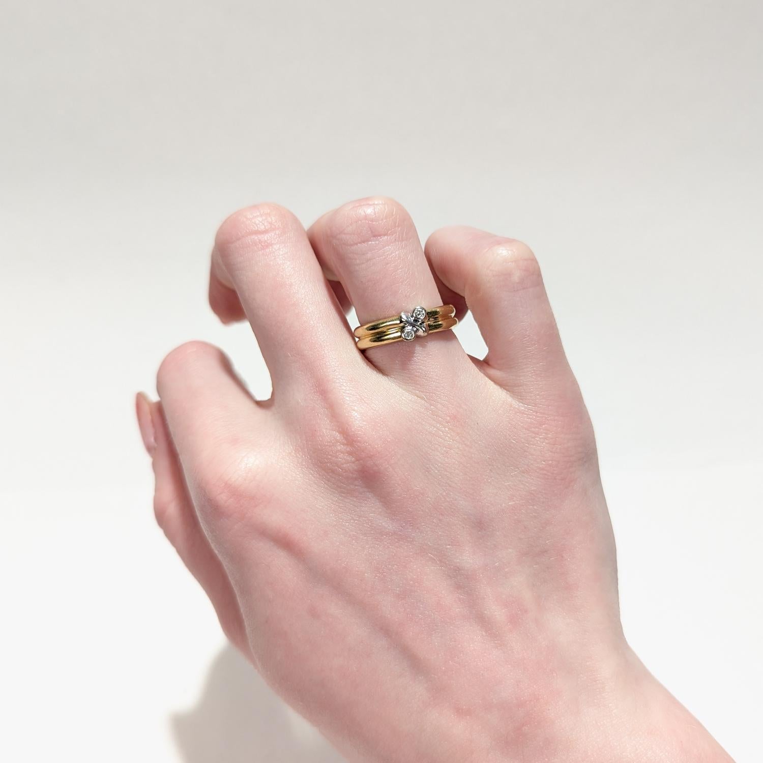 Tiffany & Co. 18K Gold & Diamond Signature X Band Ring For Sale 4