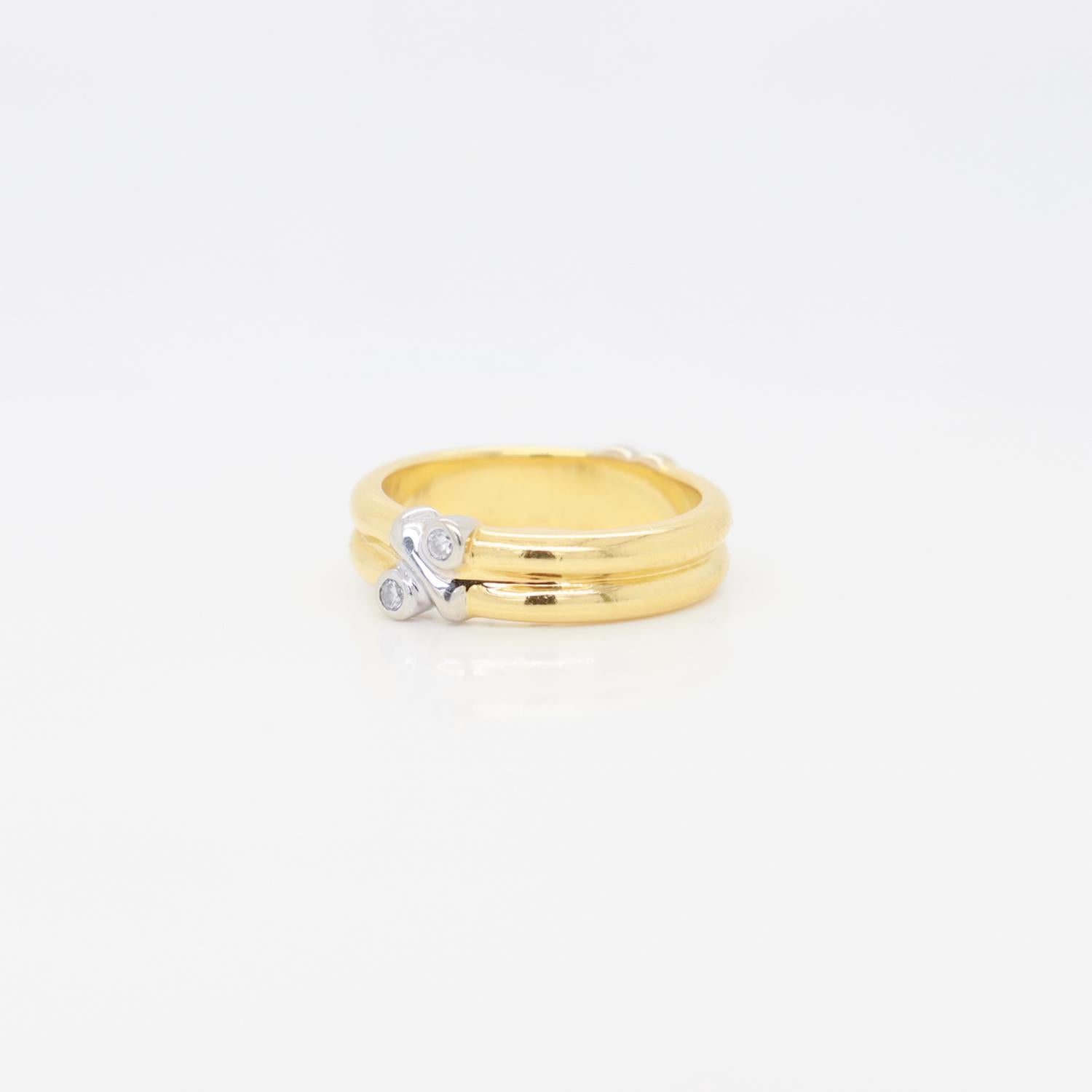 Modern Tiffany & Co. 18K Gold & Diamond Signature X Band Ring For Sale