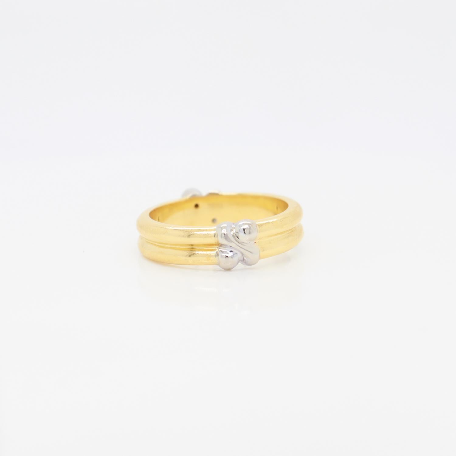 Women's Tiffany & Co. 18K Gold & Diamond Signature X Band Ring For Sale