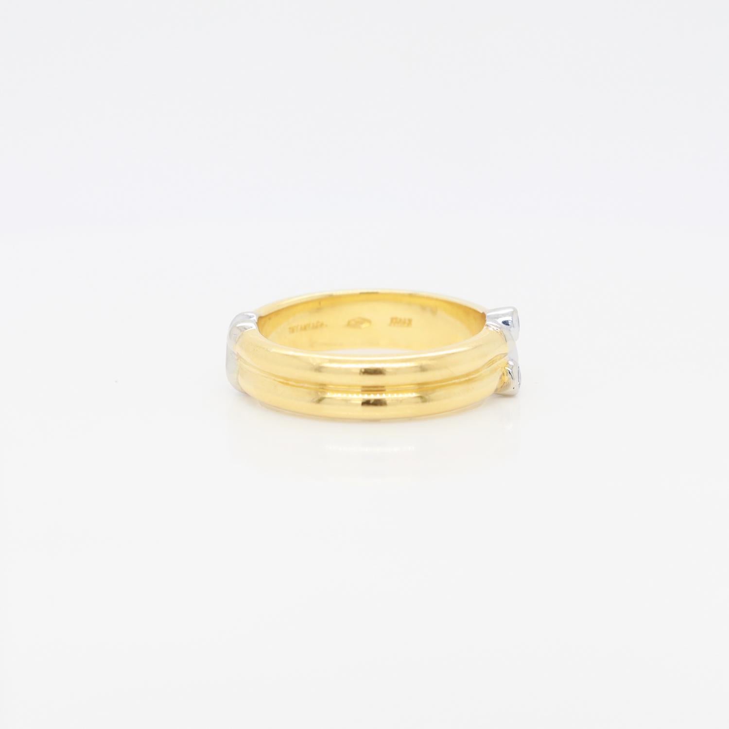Tiffany & Co. 18K Gold & Diamond Signature X Band Ring For Sale 1