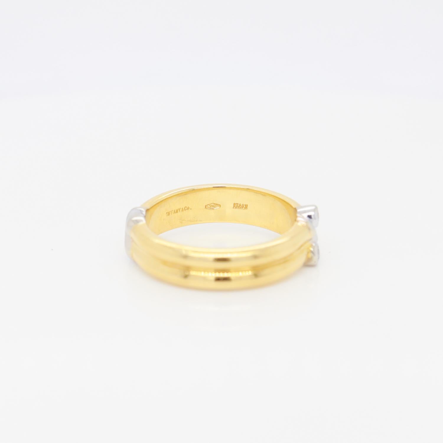 Tiffany & Co. 18K Gold & Diamond Signature X Band Ring For Sale 2