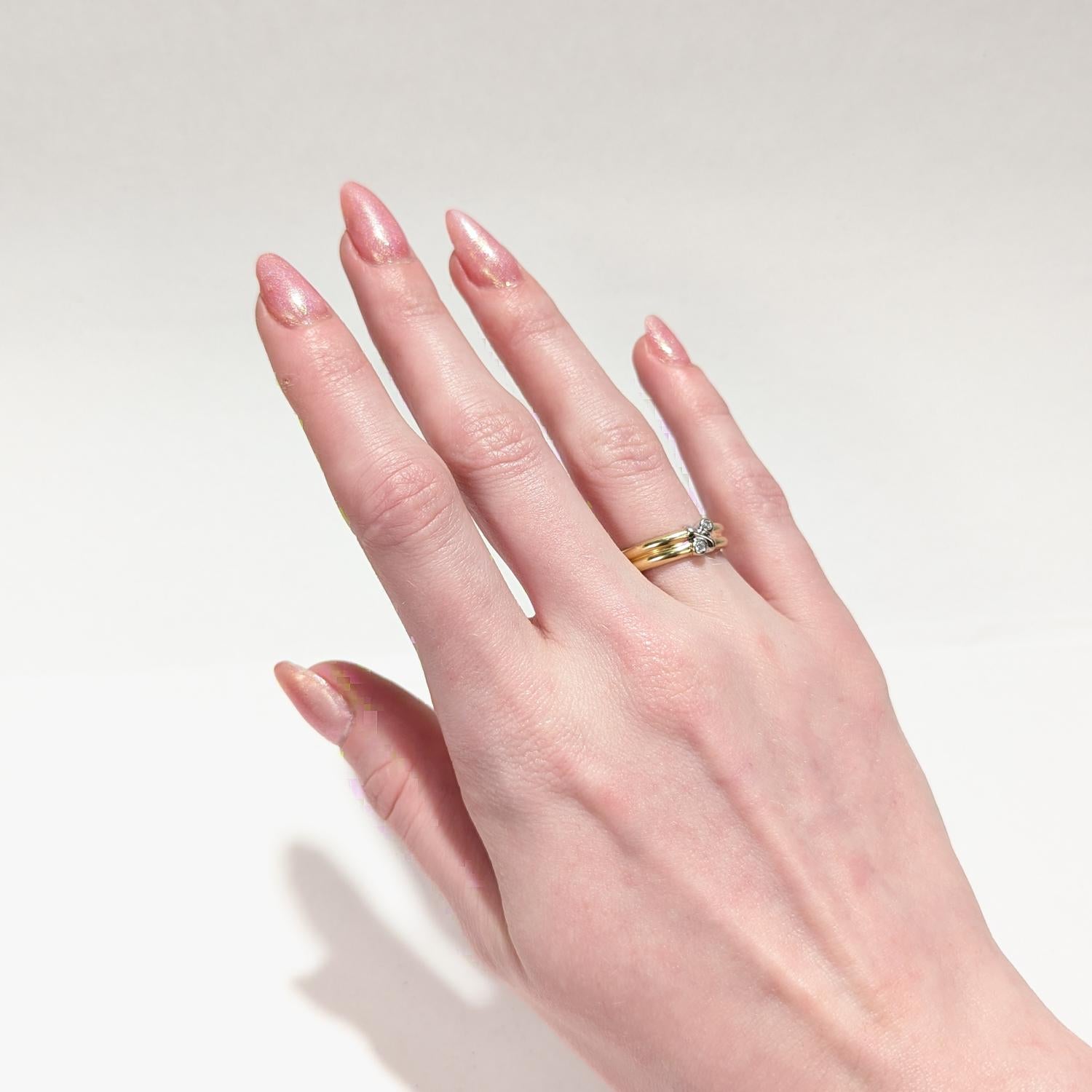 Tiffany & Co. 18K Gold & Diamond Signature X Band Ring For Sale 3