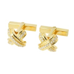 TIFFANY & Co. 18K Gold Diamond Signature X Cufflinks Cuff links