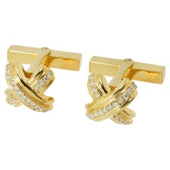 TIFFANY & Co. 18K Gold Diamond Signature X Cufflinks Cuff links