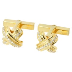 TIFFANY & Co. 18K Gold Diamond Signature X Cufflinks Cuff links