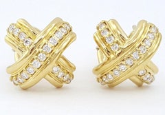 TIFFANY & Co. 18K Gold Diamond Signature X Earrings