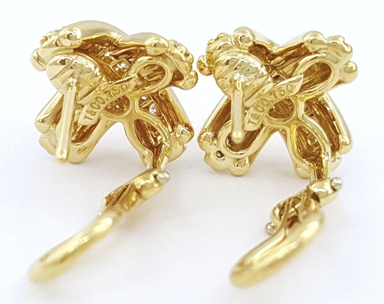 TIFFANY and Co. 18K Gold Diamond Signature X Earrings at 1stDibs
