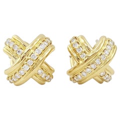 Pendientes TIFFANY & Co. de oro de 18 quilates con diamantes Signature X