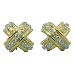 TIFFANY & Co. 18K Gold Diamond Signature X Earrings Medium