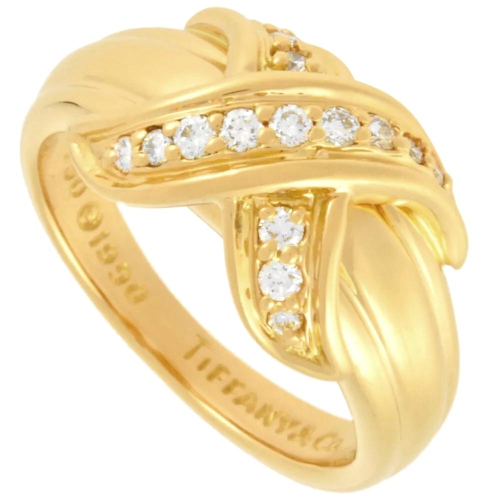 Taglio rotondo TIFFANY & Co. Anello X con diamante in oro 18 carati 5 in vendita