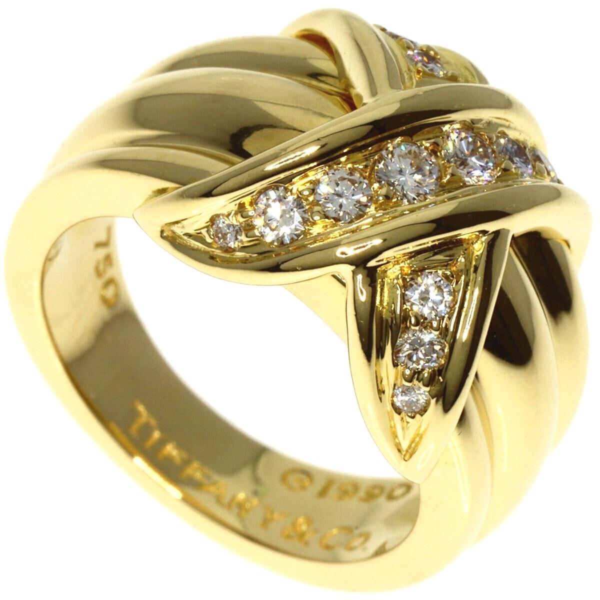 Taille ronde Tiffany & Co. Golding & Co. 18K Diamond Signature X Ring 5.5, version plus large et plus lourde en vente