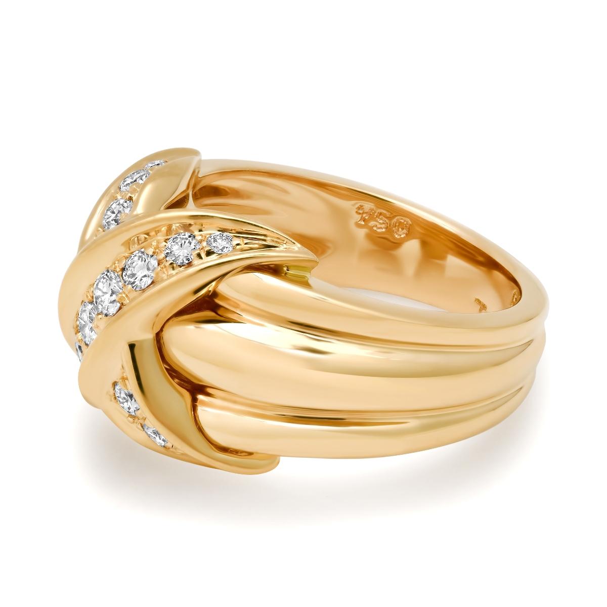 Round Cut TIFFANY & Co. 18K Gold Diamond Signature X Ring 5.5, wider and heavier version For Sale