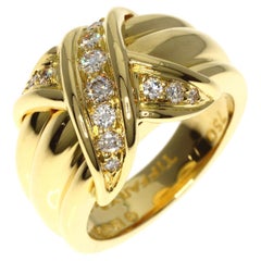 Used TIFFANY & Co. 18K Gold Diamond Signature X Ring 5.5, wider and heavier version