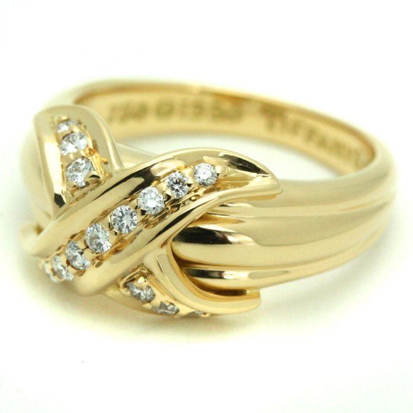 Tiffany & Co. 18k Gold Diamond Signature x Ring 7 In Excellent Condition In Los Angeles, CA
