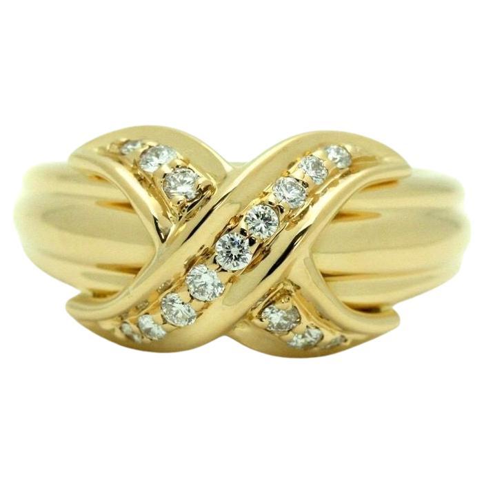 Tiffany & Co. 18k Gold Diamond Signature x Ring 7