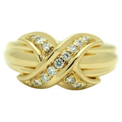 Tiffany & Co. 18k Gold Diamond Signature x Ring 7