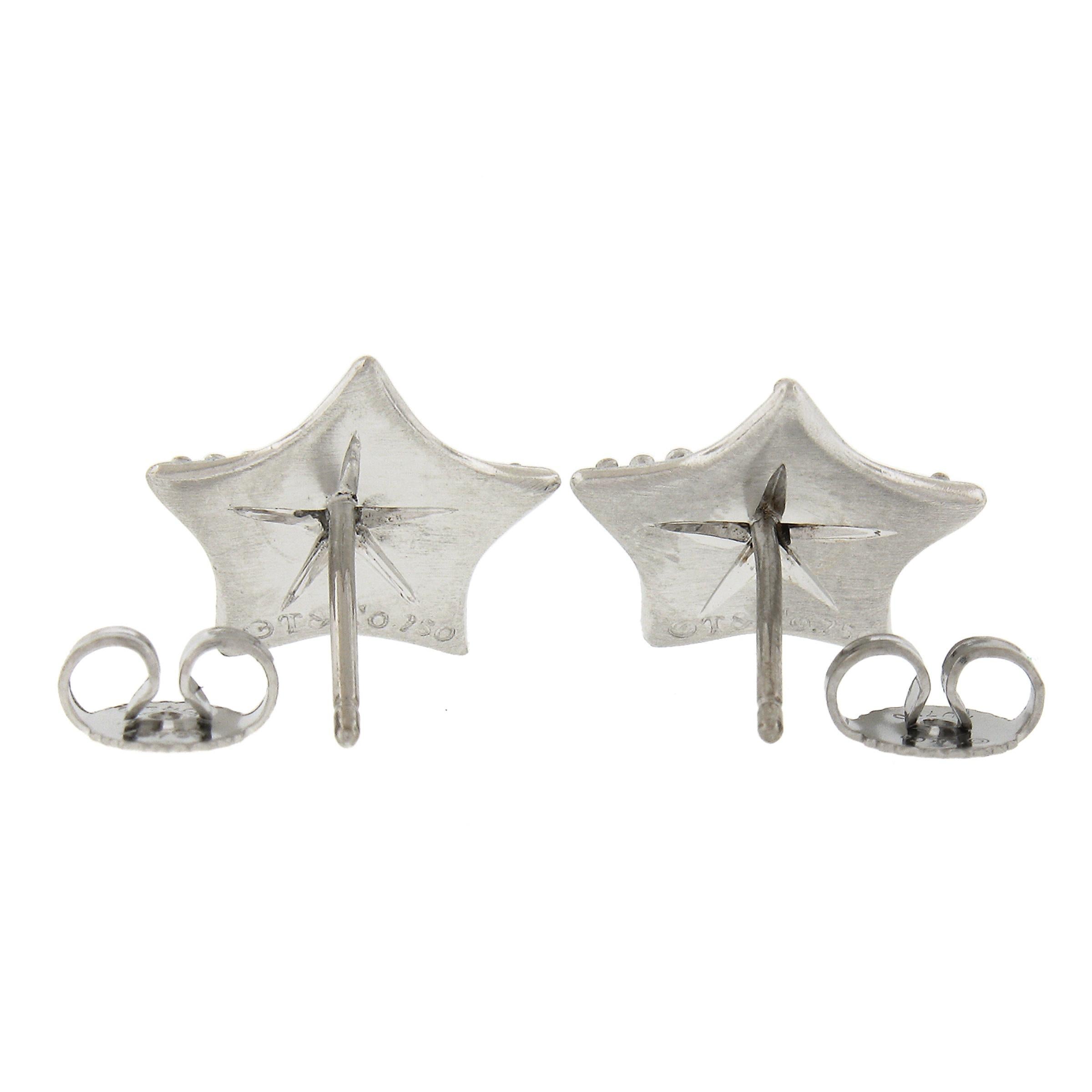 Women's Tiffany & Co. 18k Gold Diamond Starfish Station Necklace w/ Stud Earrings Set For Sale