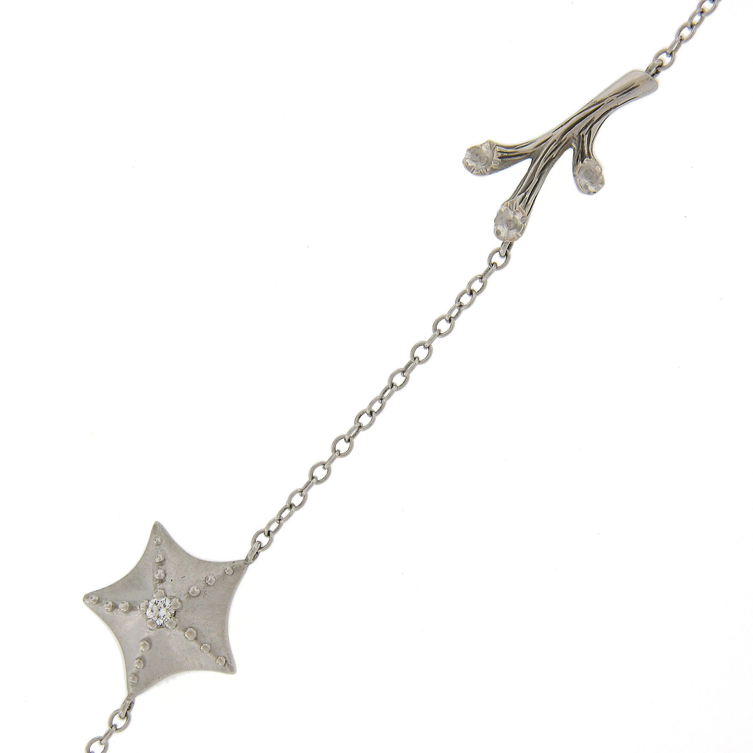 Tiffany & Co. 18k Gold Diamond Starfish Station Necklace w/ Stud Earrings Set For Sale 4