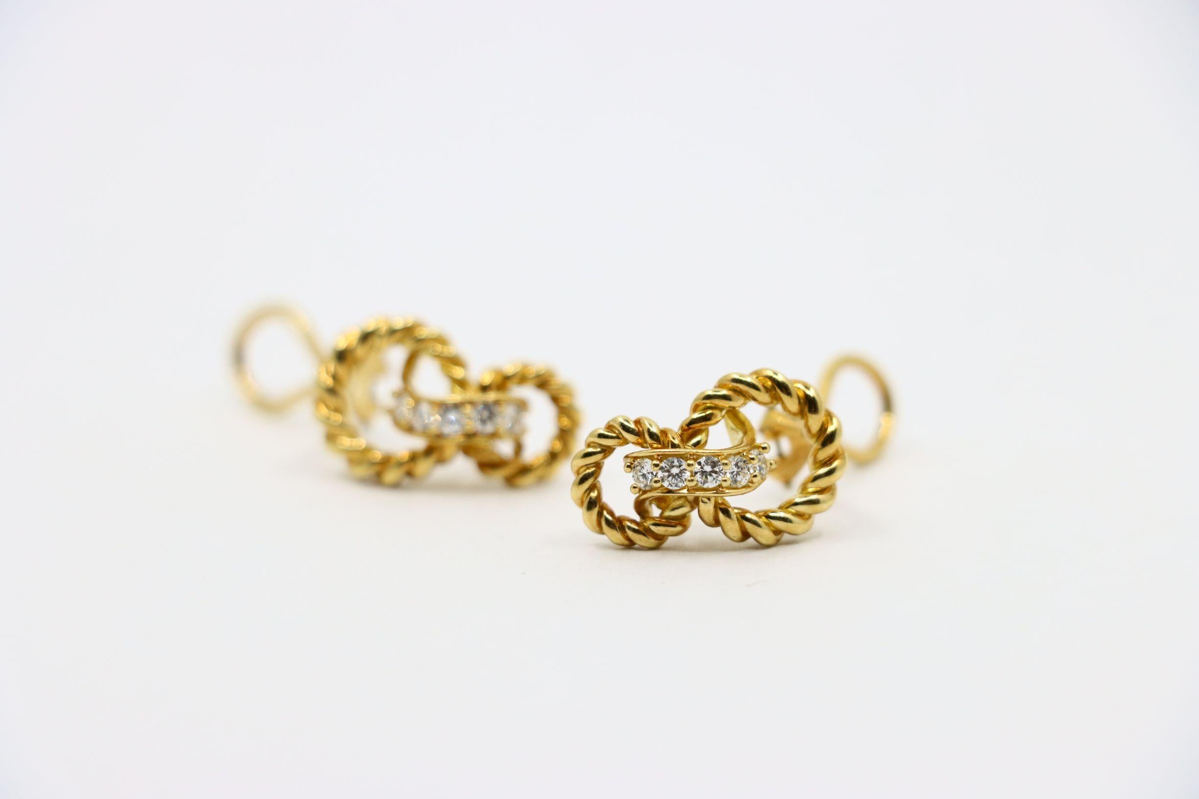 Orecchini a lobo con diamanti in oro 18 carati di Tiffany & Co. in vendita 5