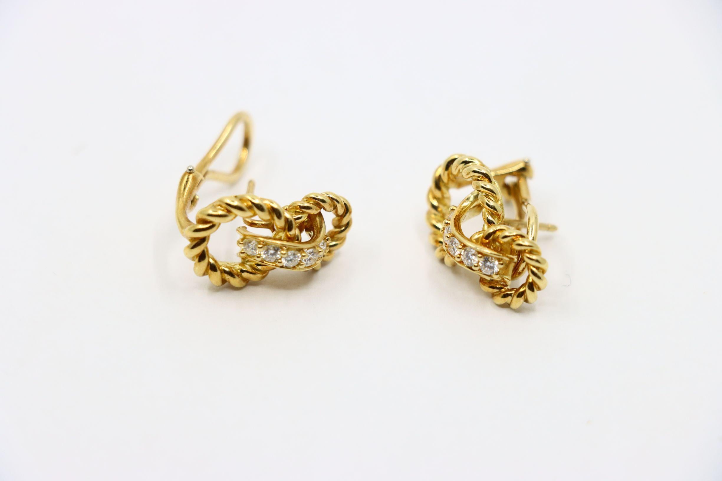 Donna Orecchini a lobo con diamanti in oro 18 carati di Tiffany & Co. in vendita