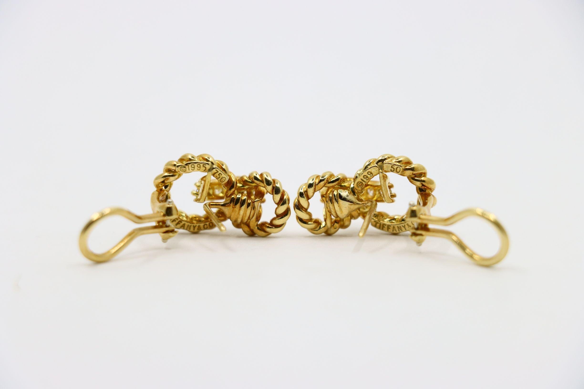 Orecchini a lobo con diamanti in oro 18 carati di Tiffany & Co. in vendita 3