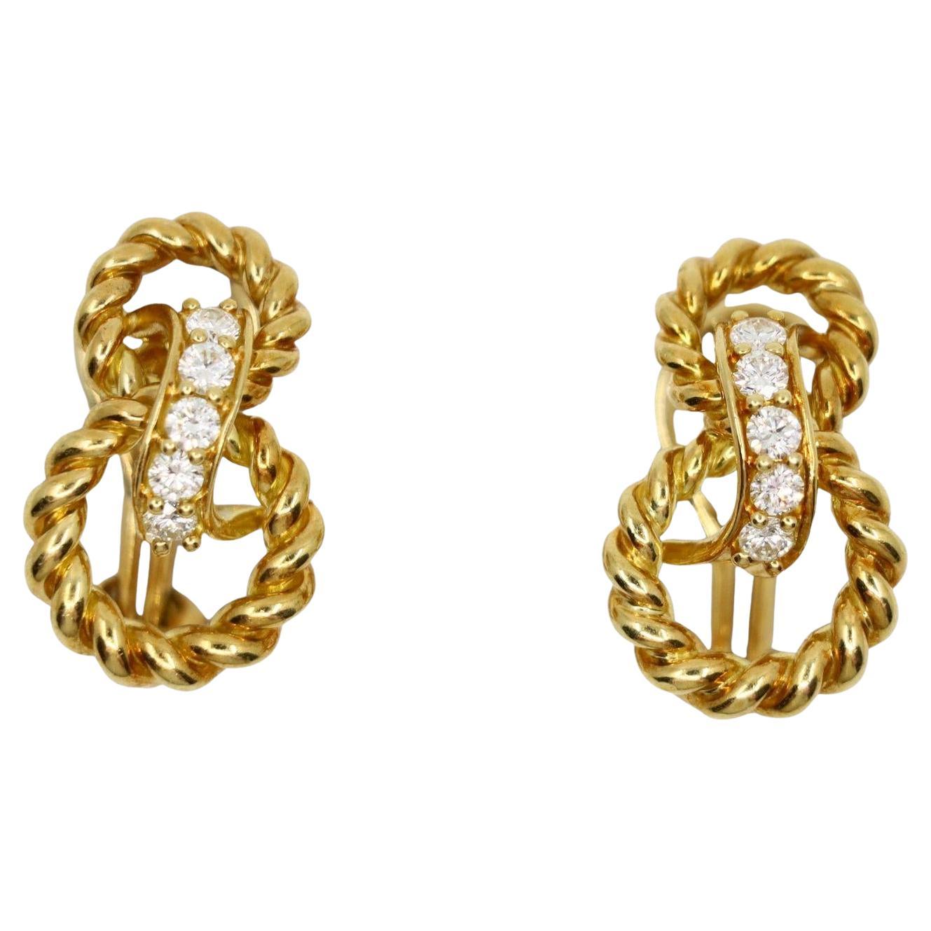 Tiffany & Co. 18K Gold Diamond Twist Earrings