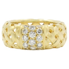 TIFFANY & Co. 18K Gold Diamond Vannerie Ring 6