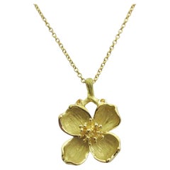 TIFFANY & Co. 18K Gold Dogwood Pendant Necklace