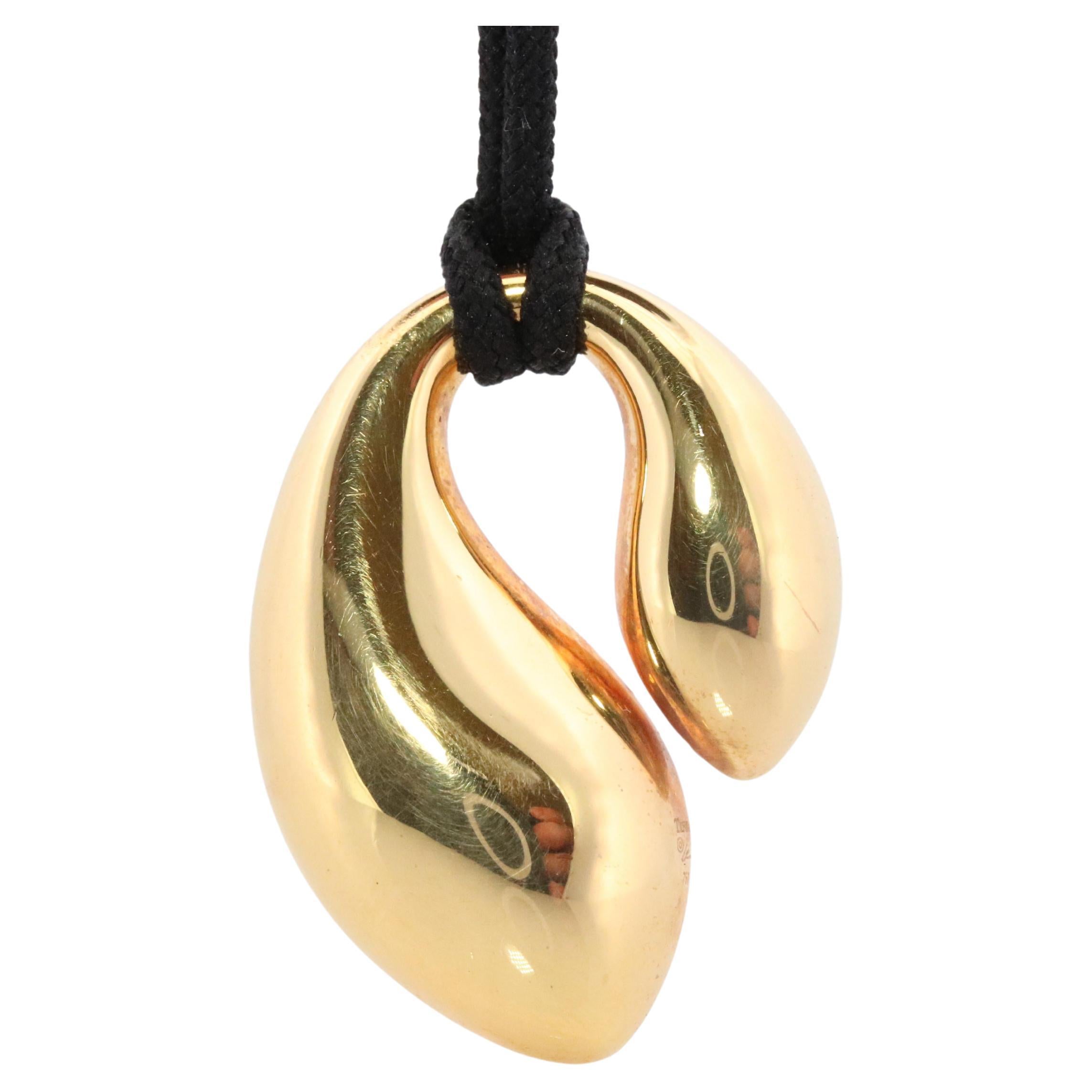 Tiffany & Co. 18k Gold Double Tear 1977 Cable Pendant Necklace
