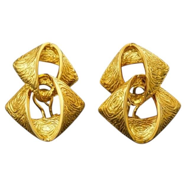 Tiffany & Co. 18K Gold Earrings with Omega Clip Backs For Sale