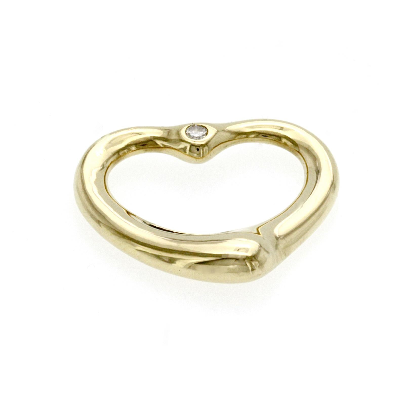 Elsa Peretti: 18 Karat Gold Diamant-Anhänger mit offenem Herz auf beiden Seiten, Tiffany (Rundschliff)