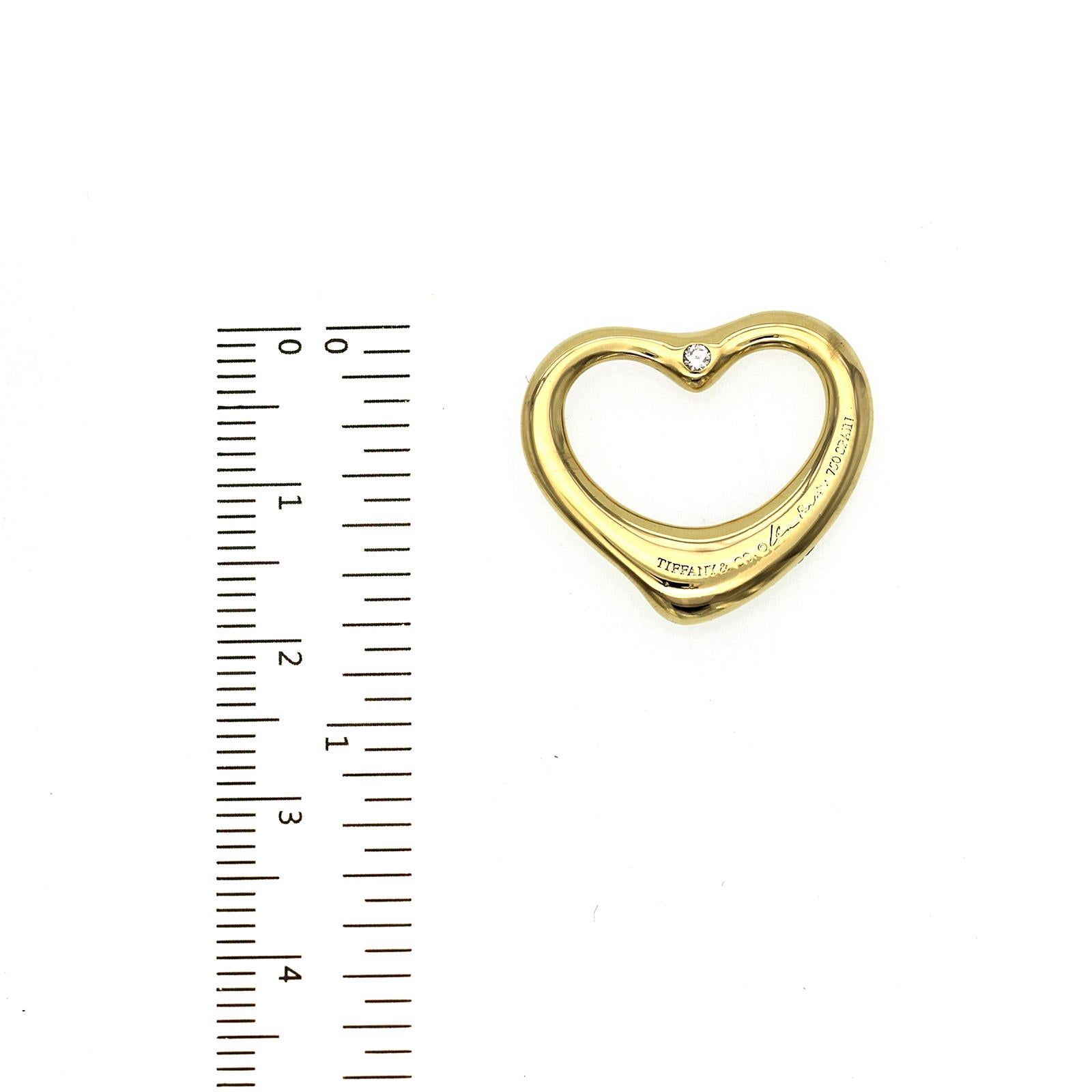 Elsa Peretti: 18 Karat Gold Diamant-Anhänger mit offenem Herz auf beiden Seiten, Tiffany im Zustand „Hervorragend“ in Los Angeles, CA